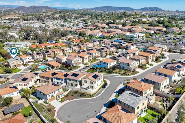 bird's eye view with a mountain view and a residential view