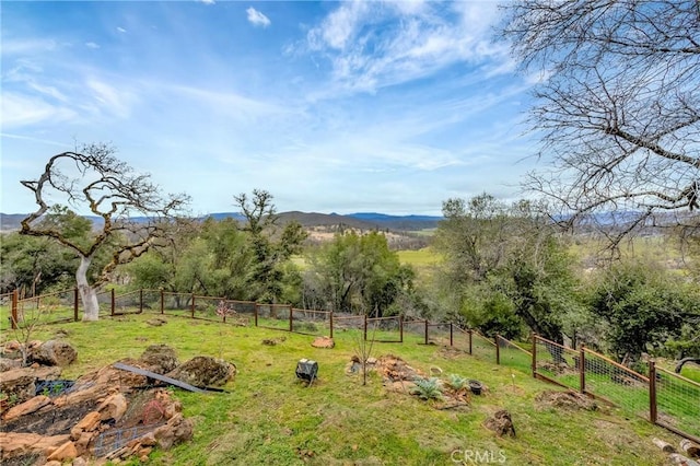 18945 Timber Point Rd, Hidden Valley Lake, CA 95467 - view of yard featuring a mountain view, fence, and a rural view