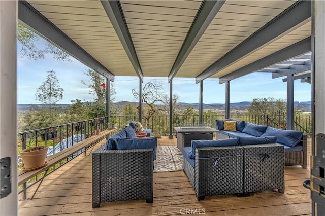 18945 Timber Point Rd, Hidden Valley Lake, CA 95467 - deck featuring an outdoor living space and a mountain view