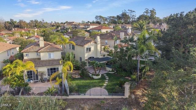 aerial view with a residential view