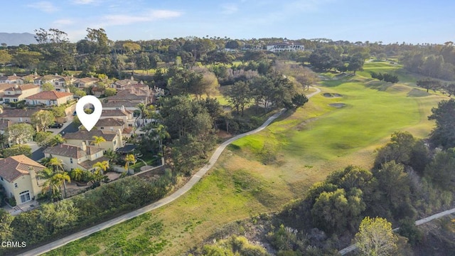 birds eye view of property featuring a residential view and golf course view