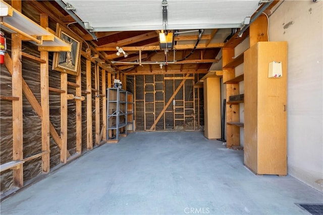 garage with a garage door opener