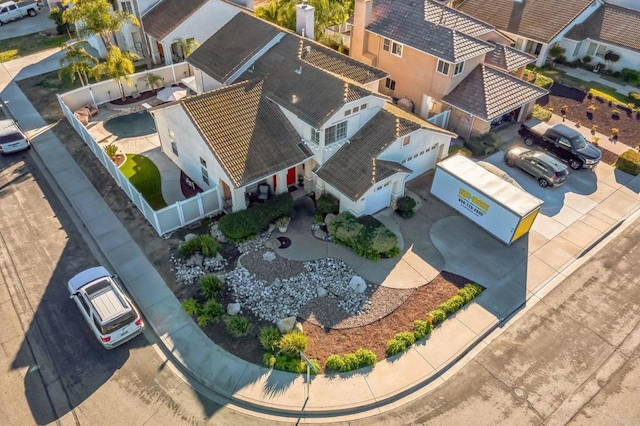 aerial view with a residential view