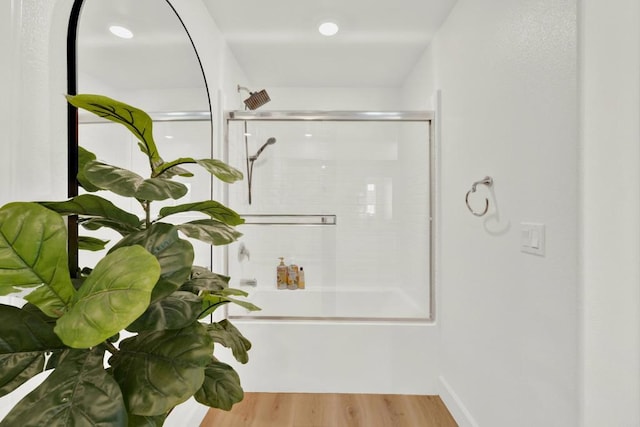 36540 Diego Springs Ave, Murrieta, CA 92563 - bathroom with combined bath / shower with glass door and wood finished floors