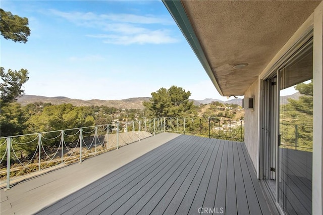 deck with a mountain view