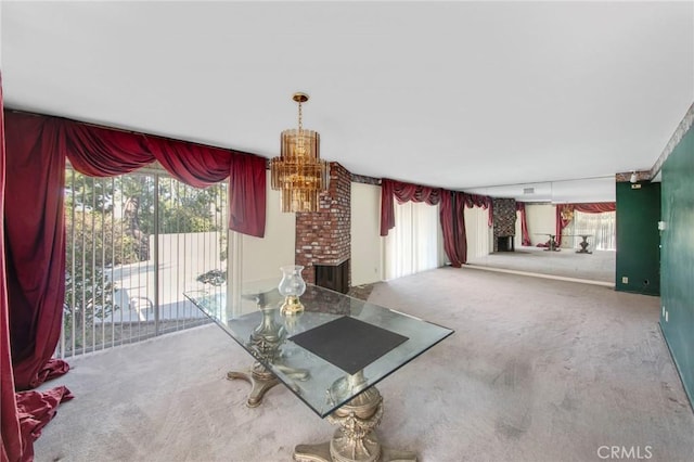 unfurnished dining area with a healthy amount of sunlight and carpet flooring