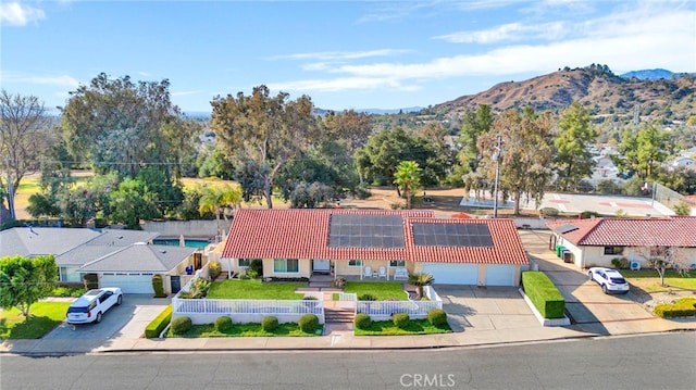 aerial view with a residential view and a mountain view