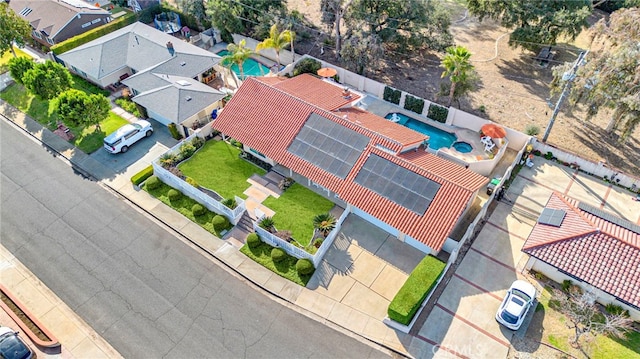 aerial view featuring a residential view