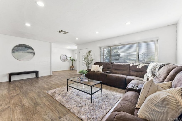 6904 Skyline, San Diego, CA 92114 - living area featuring recessed lighting, baseboards, wood finished floors, and visible vents