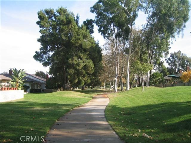 view of property's community with a yard