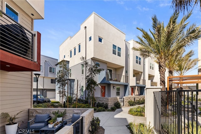 view of building exterior with a residential view