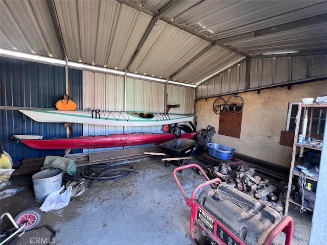 garage featuring metal wall