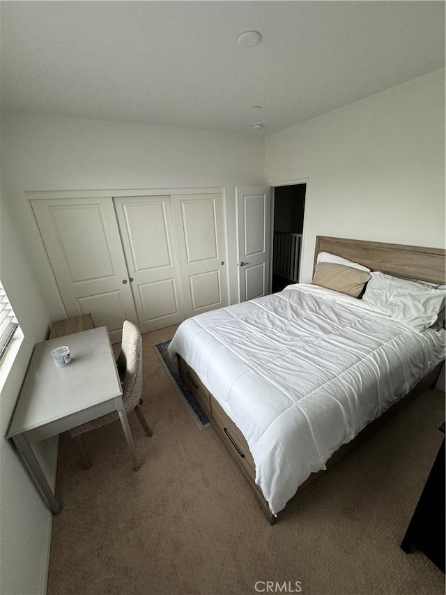 carpeted bedroom with a closet