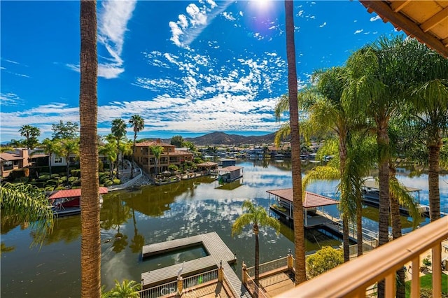 30220 Skippers Way Dr, Canyon Lake, CA 92587 - property view of water featuring a boat dock and a mountain view