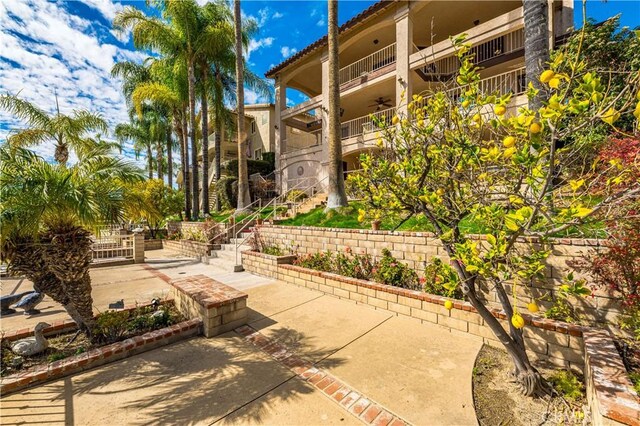 30220 Skippers Way Dr, Canyon Lake, CA 92587 - view of patio with ceiling fan and a balcony