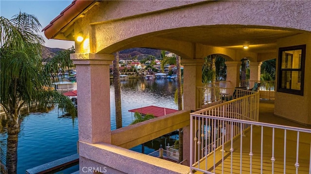 30220 Skippers Way Dr, Canyon Lake, CA 92587 - dock area with a balcony and a water and mountain view