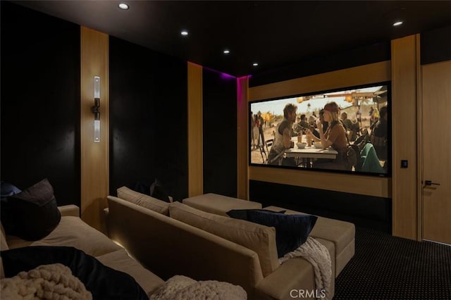 cinema with carpet and recessed lighting