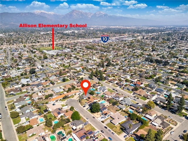 aerial view with a mountain view