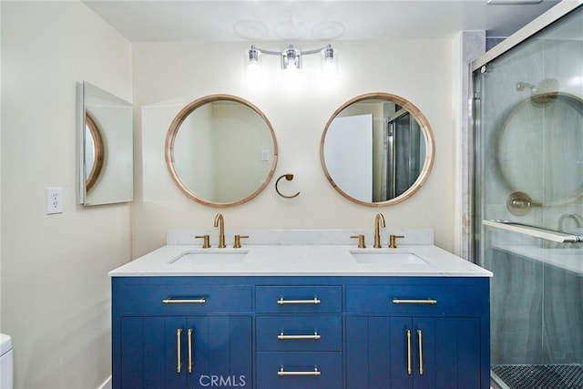 full bath featuring a sink and a stall shower