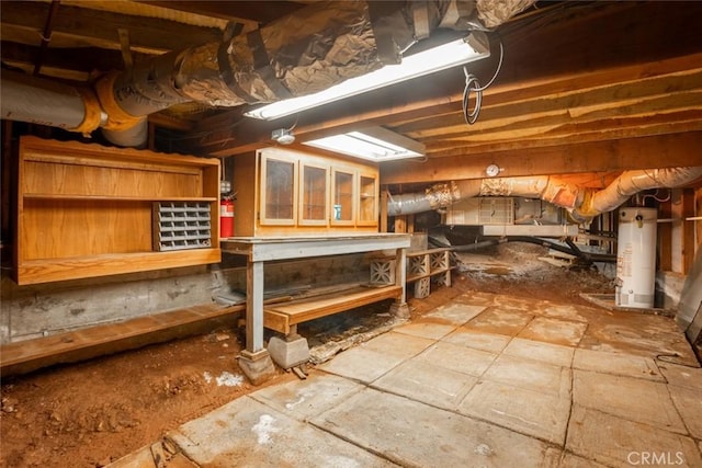 basement with water heater