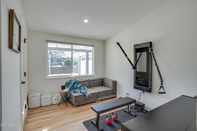 709 Greenbank Ave, Duarte, CA 91010 - workout area featuring recessed lighting and light wood finished floors