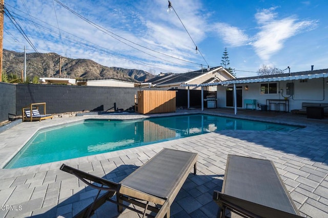 709 Greenbank Ave, Duarte, CA 91010 - view of pool with a patio, a mountain view, and a fenced in pool