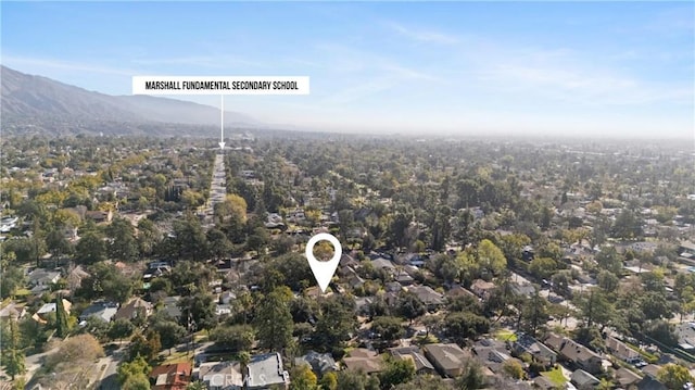 birds eye view of property featuring a residential view and a mountain view