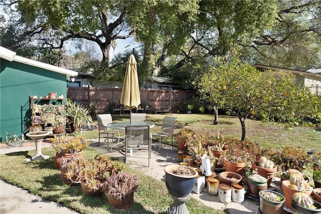 view of yard with a patio area and fence