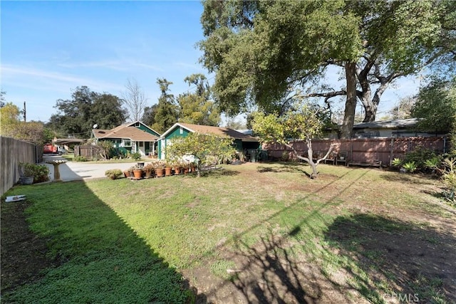 view of yard featuring a fenced backyard