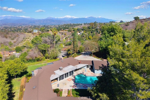 aerial view with a mountain view