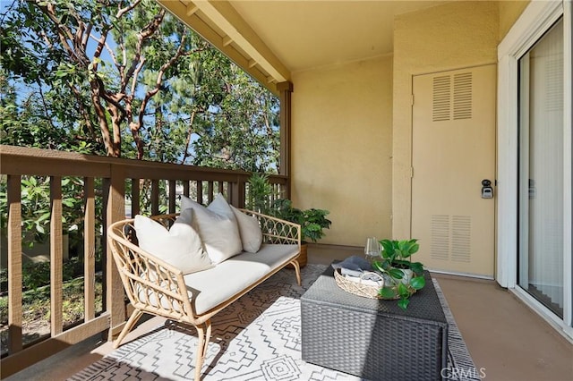 balcony featuring an outdoor living space