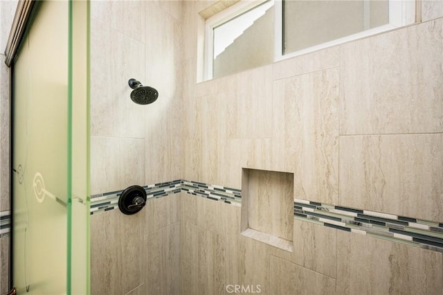 interior details with tiled shower