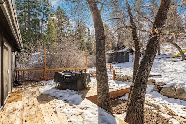 43121 Grizzly Rd, Big Bear Lake, CA 92315 - view of snow covered deck