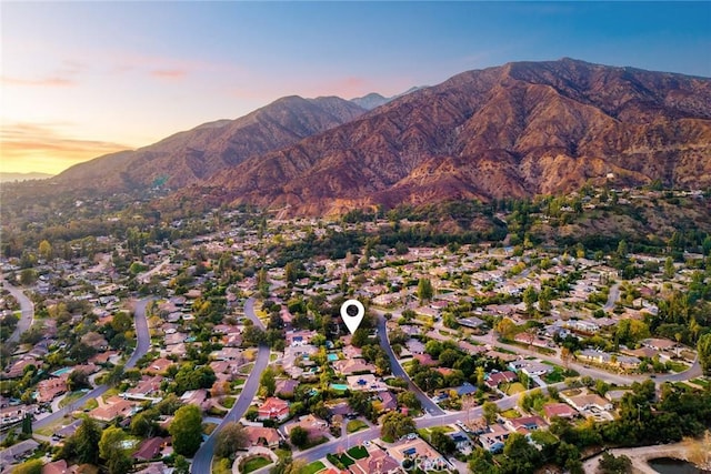 property view of mountains with a residential view