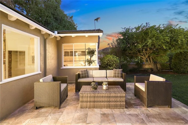 view of patio featuring an outdoor hangout area