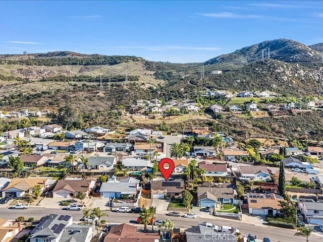 aerial view with a residential view and a mountain view