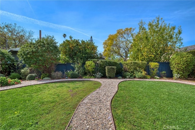 view of yard featuring a fenced backyard