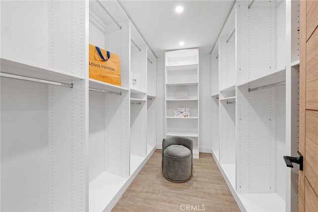 spacious closet featuring light wood-style floors