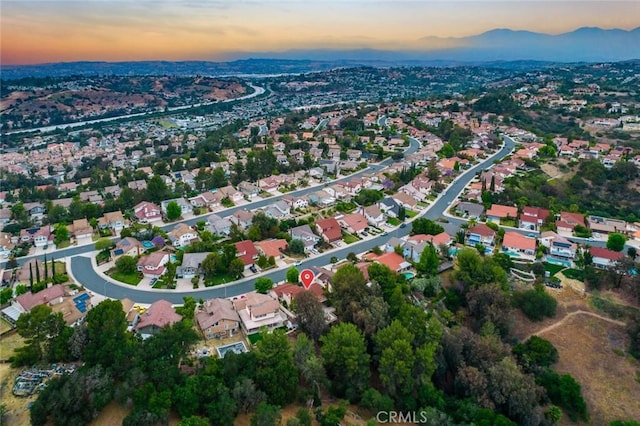 aerial view with a residential view