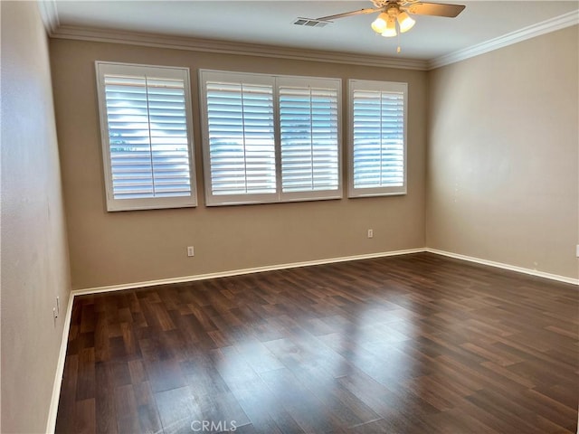 30659 Lajoe St, Menifee, CA 92584 - spare room featuring ceiling fan, wood finished floors, baseboards, and crown molding