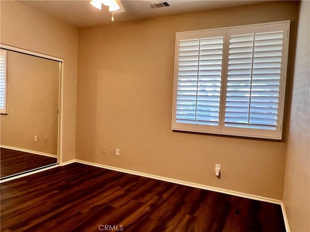 30659 Lajoe St, Menifee, CA 92584 - empty room with wood finished floors, ceiling fan, and baseboards