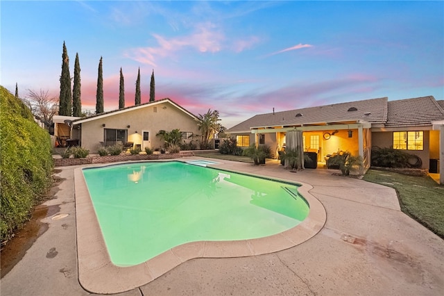 pool with a patio area