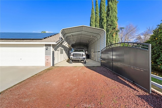 view of parking / parking lot with a garage, a carport, and driveway