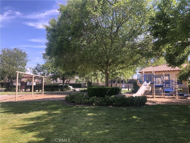 view of yard featuring playground community