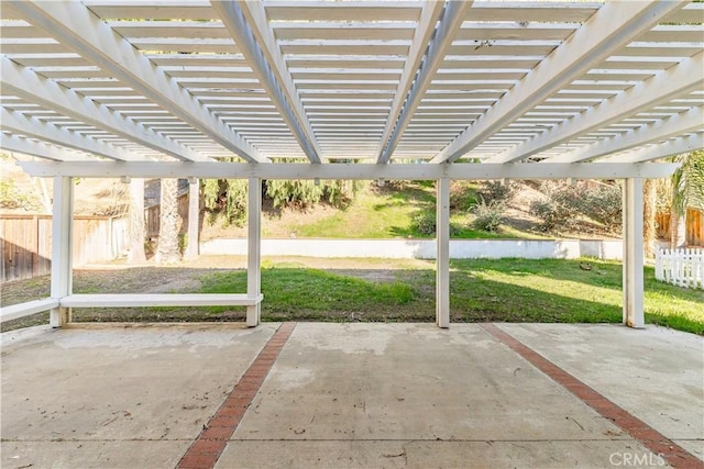 view of patio featuring a fenced backyard and a pergola