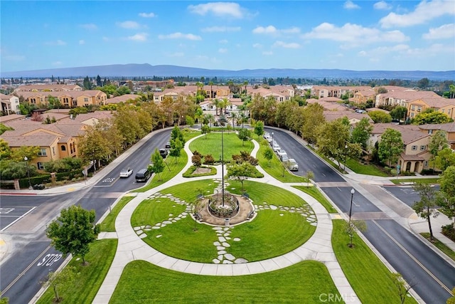 bird's eye view featuring a mountain view and a residential view