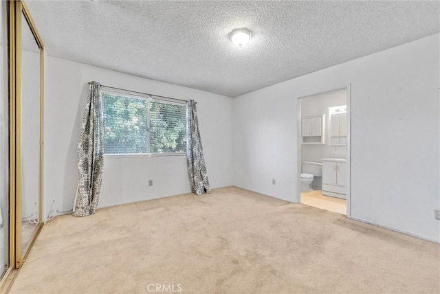 empty room featuring light carpet and a textured ceiling