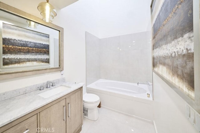 1617 S Beverly Glen Blvd Unit 303, Los Angeles, CA 90024 - bathroom with toilet, vanity, and tile patterned floors