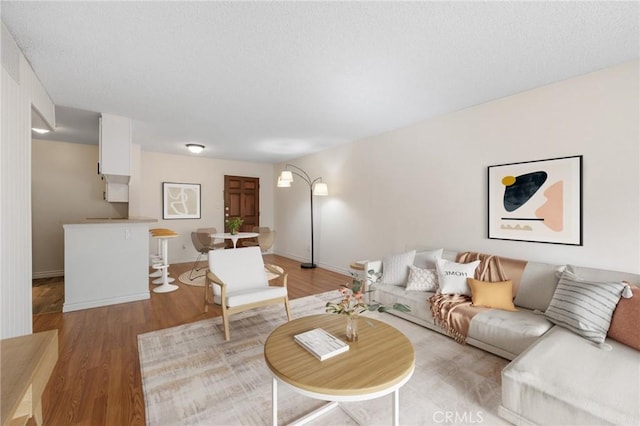 living room featuring baseboards and wood finished floors