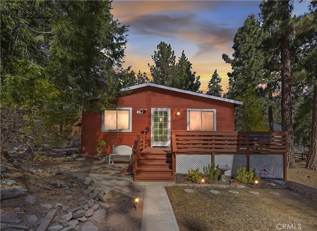 view of front of home featuring a deck